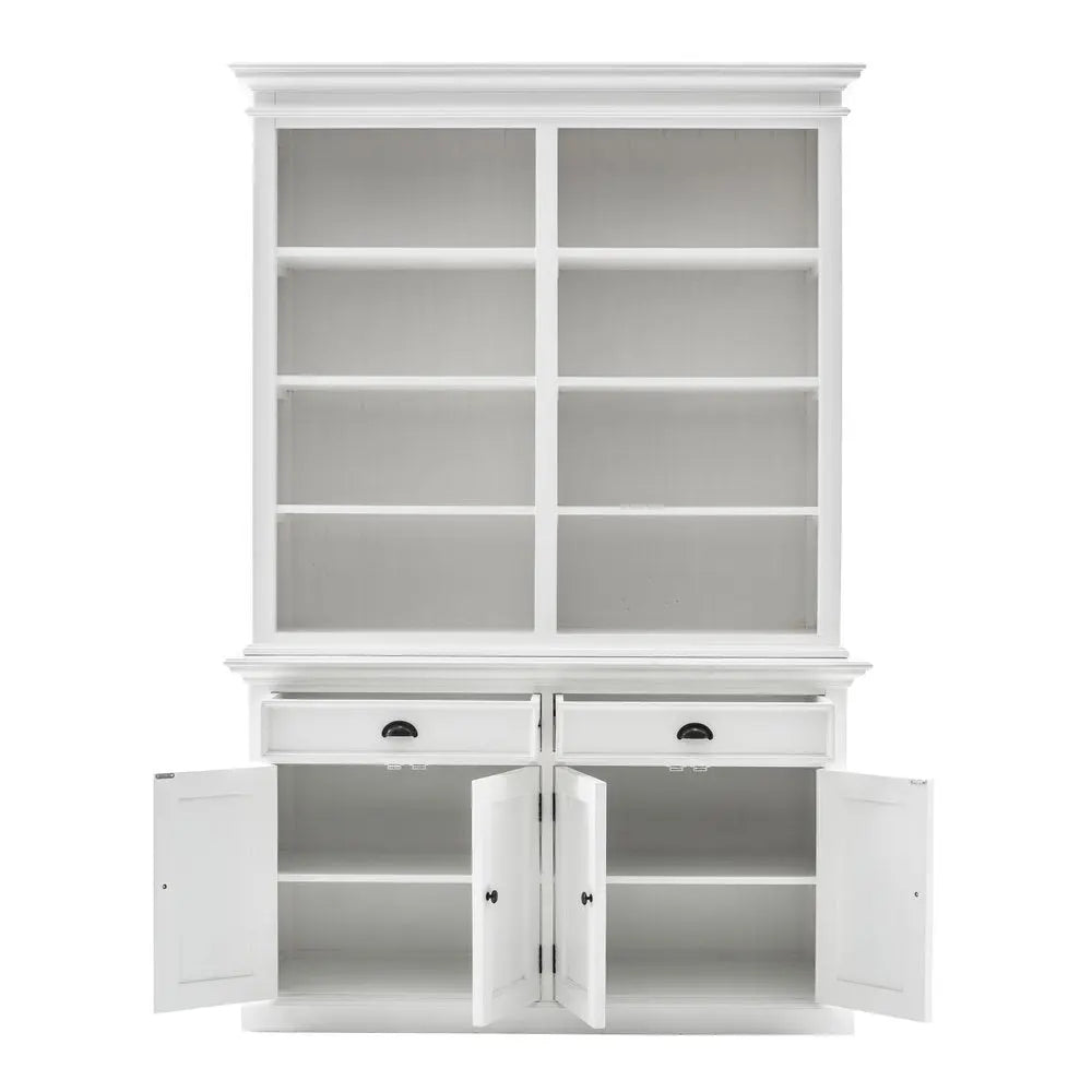 87" White Solid Wood Adjustable Four Tier Bookcase HomeRoots