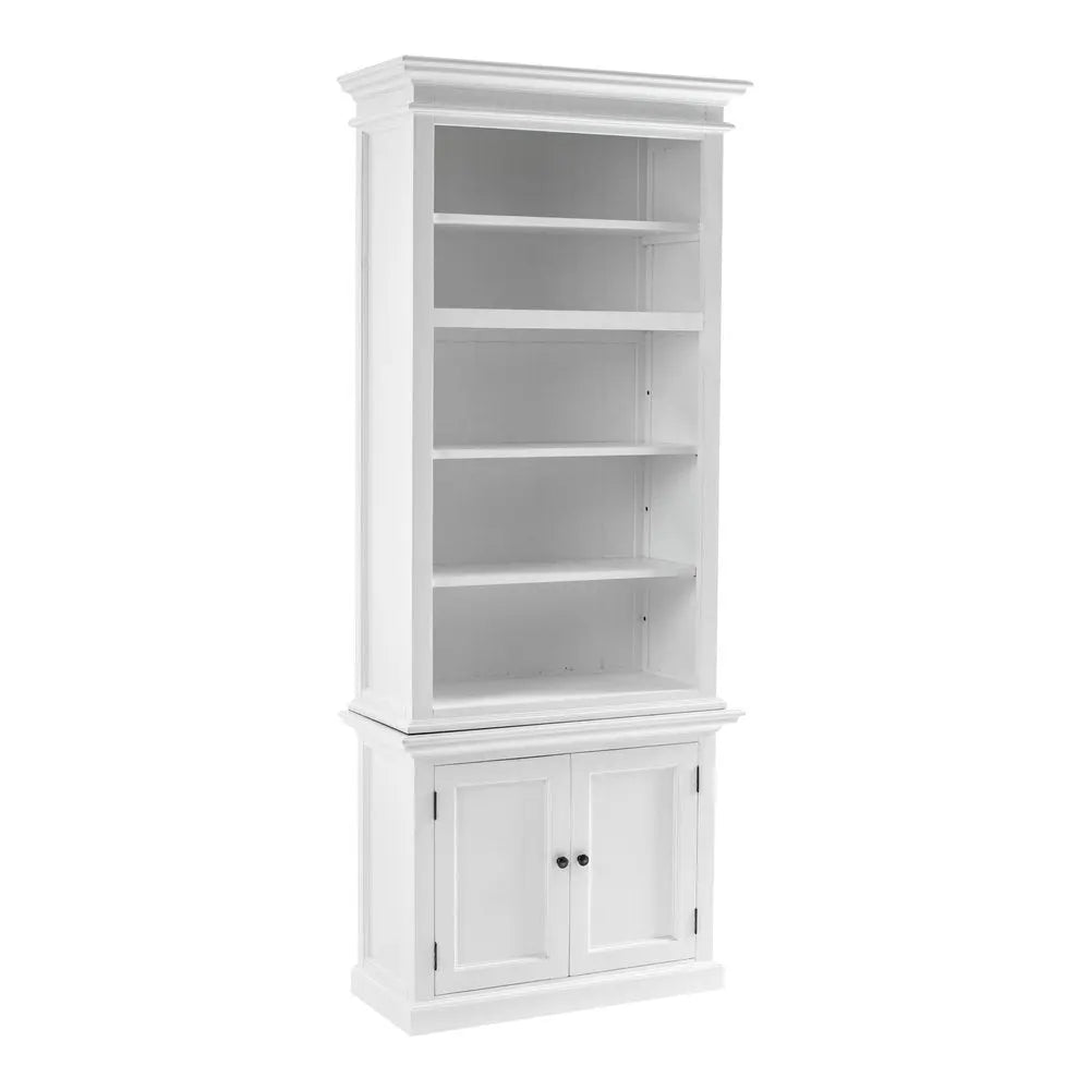 White Solid Wood Adjustable Four Tier Bookcase HomeRoots