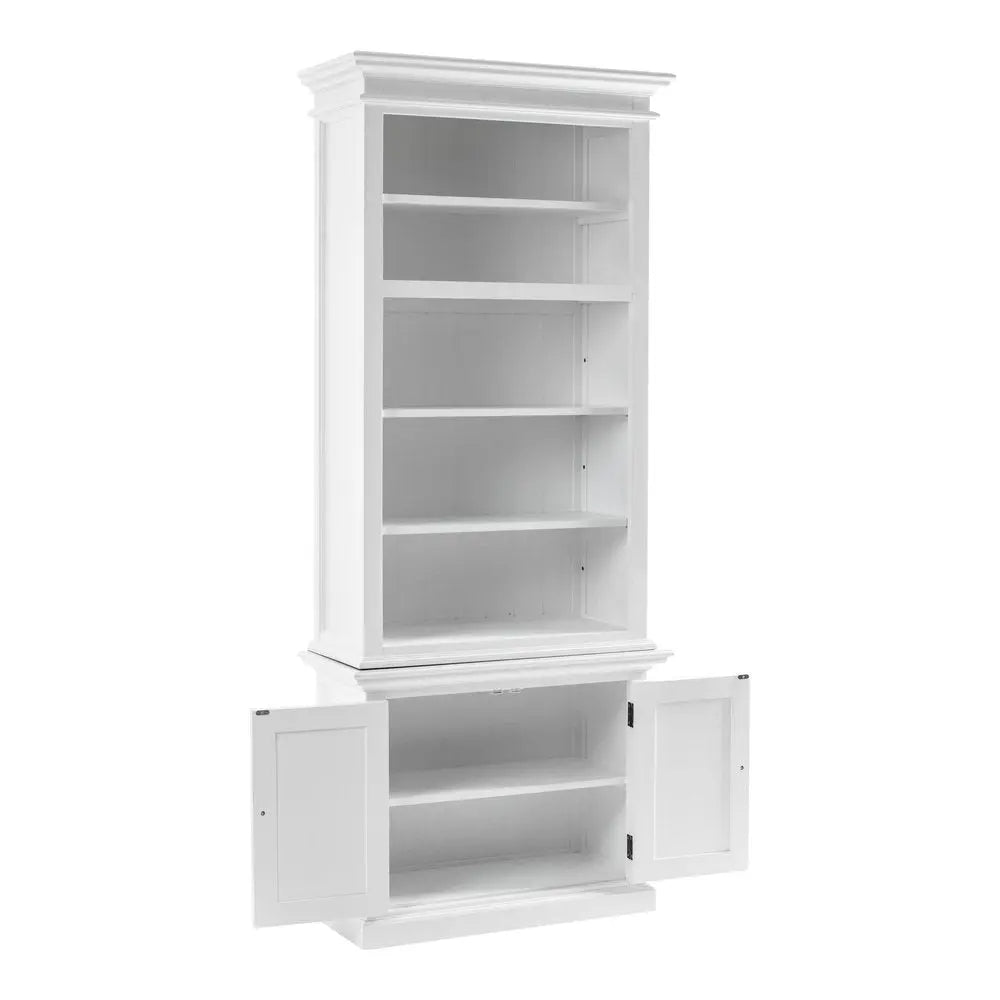 White Solid Wood Adjustable Four Tier Bookcase HomeRoots