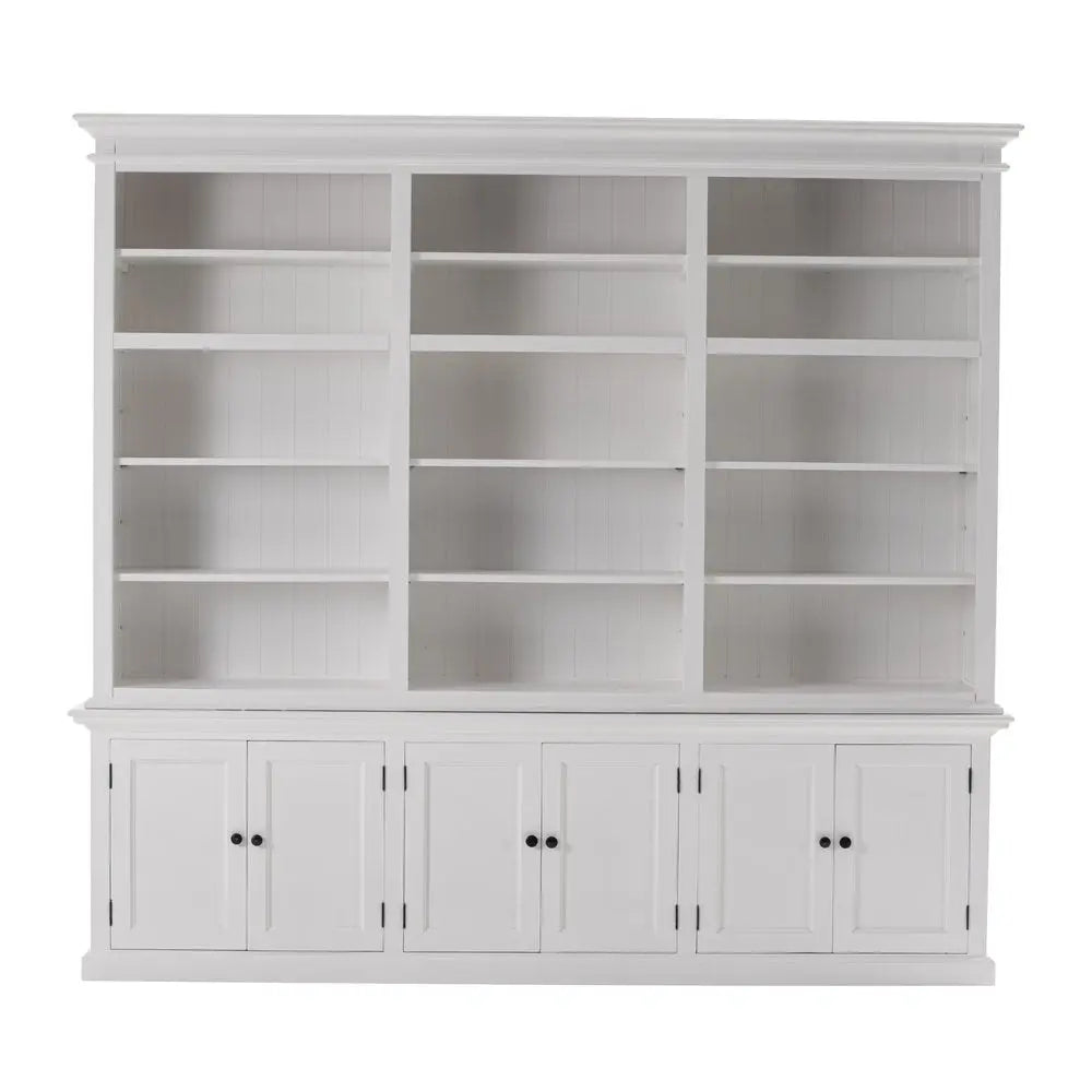 71" White Solid Wood Frame Dining Hutch With Multiple Shelves And Three Drawers HomeRoots