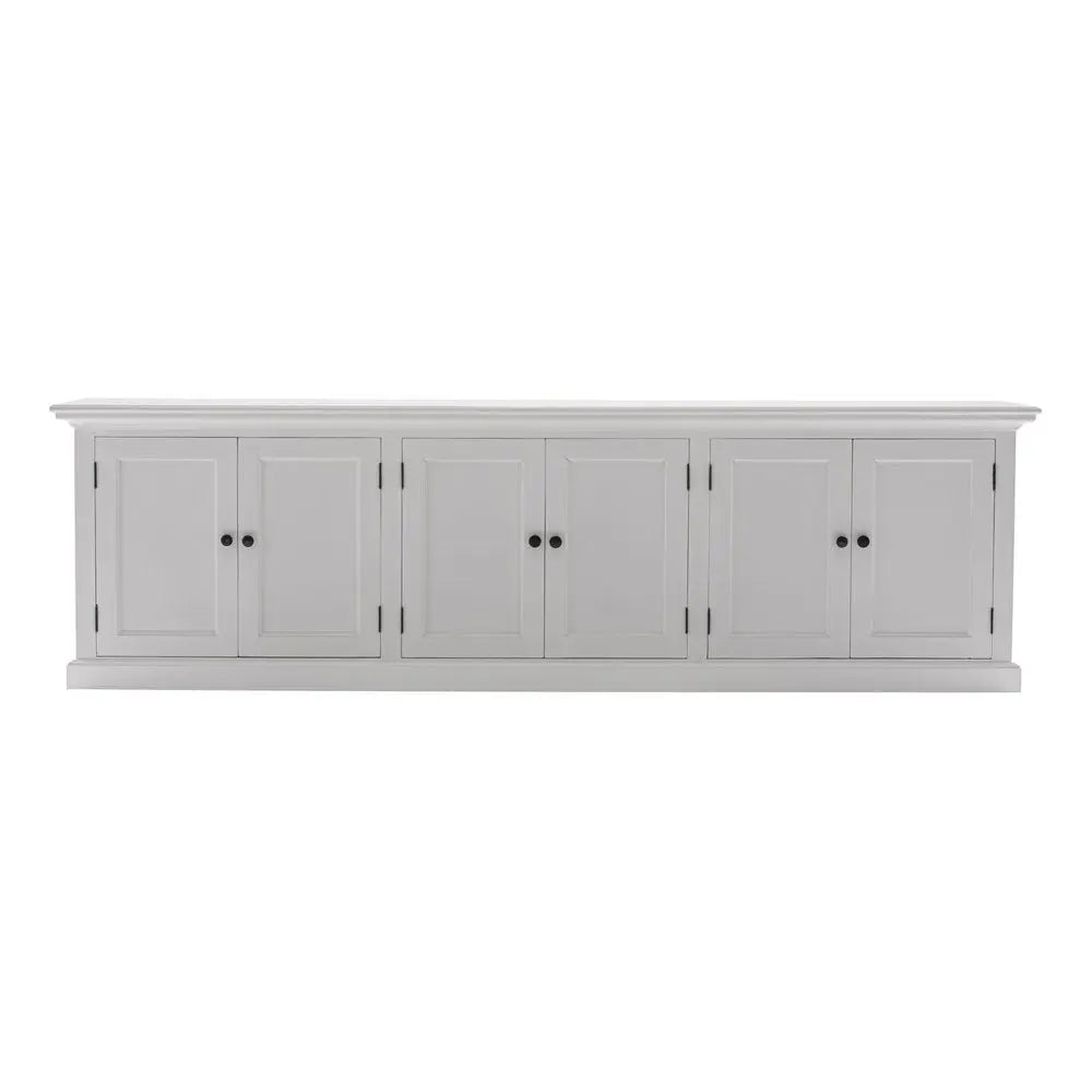 71" White Solid Wood Frame Dining Hutch With Multiple Shelves And Three Drawers HomeRoots