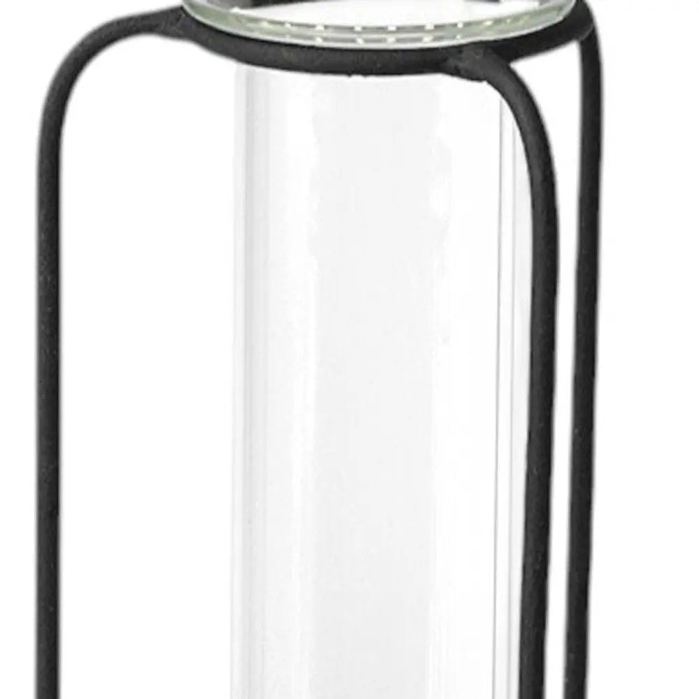 Set of Three Black Abstract Cylinder Metal Table Vase HomeRoots