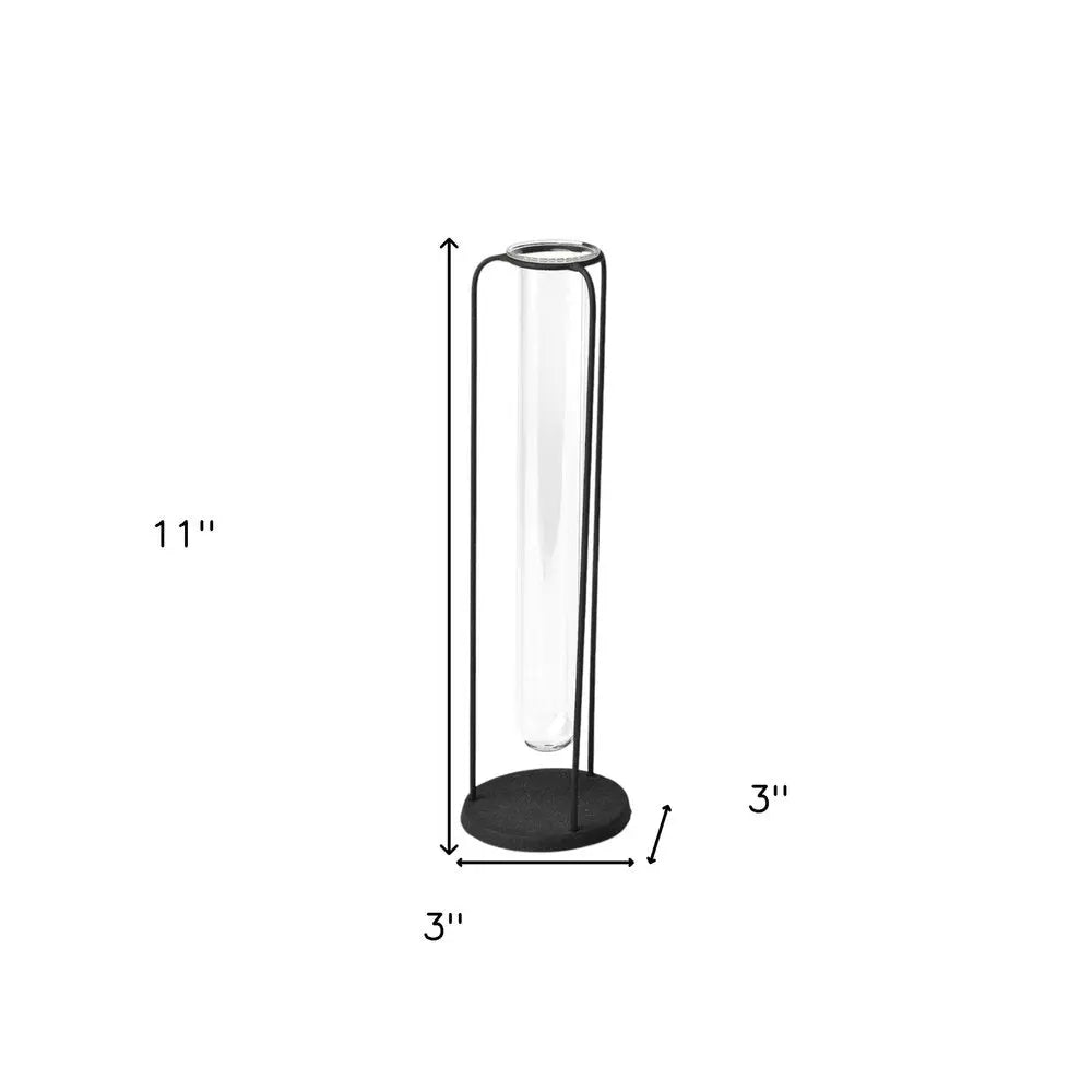 Set of Three Black Abstract Cylinder Metal Table Vase HomeRoots