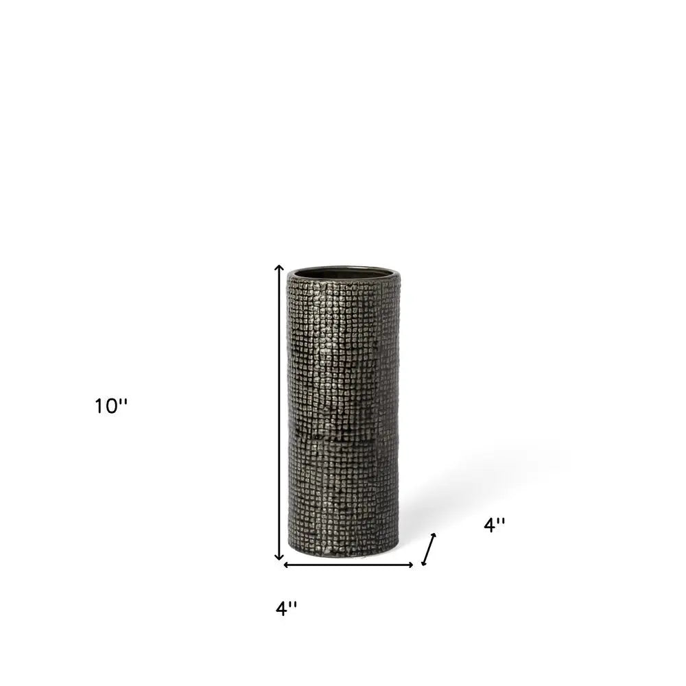 10" Black And Gold Abstract Cylinder Ceramic Table Vase HomeRoots