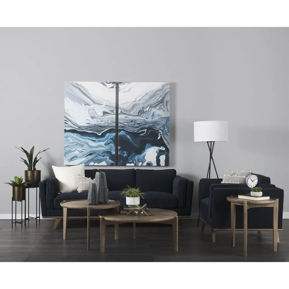 10" Navy Blue Abstract Cylinder Ceramic Table Vase HomeRoots