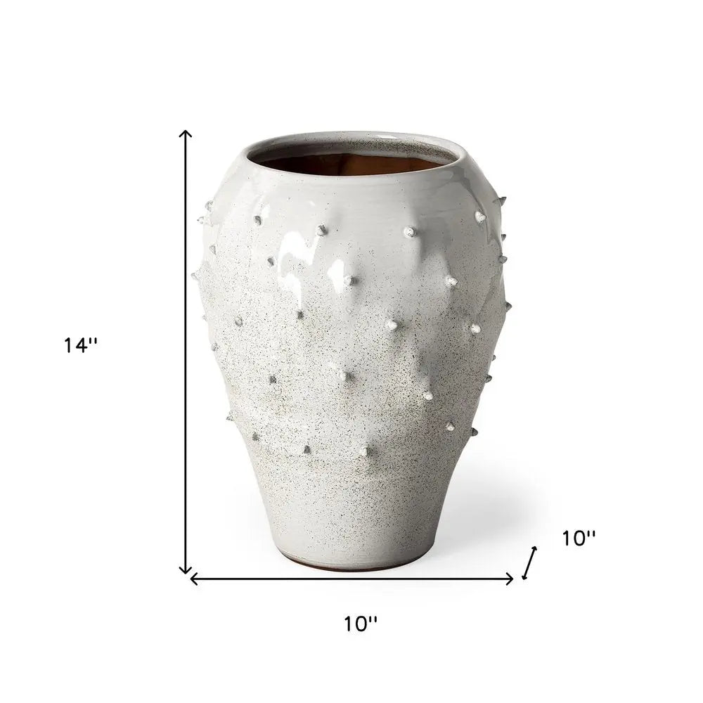 14" White Abstract Cylinder Ceramic Table Vase HomeRoots