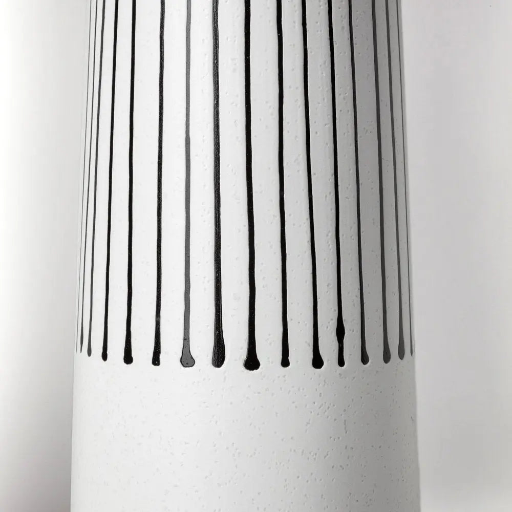 18" Black And White Abstract Cylinder Ceramic Table Vase HomeRoots