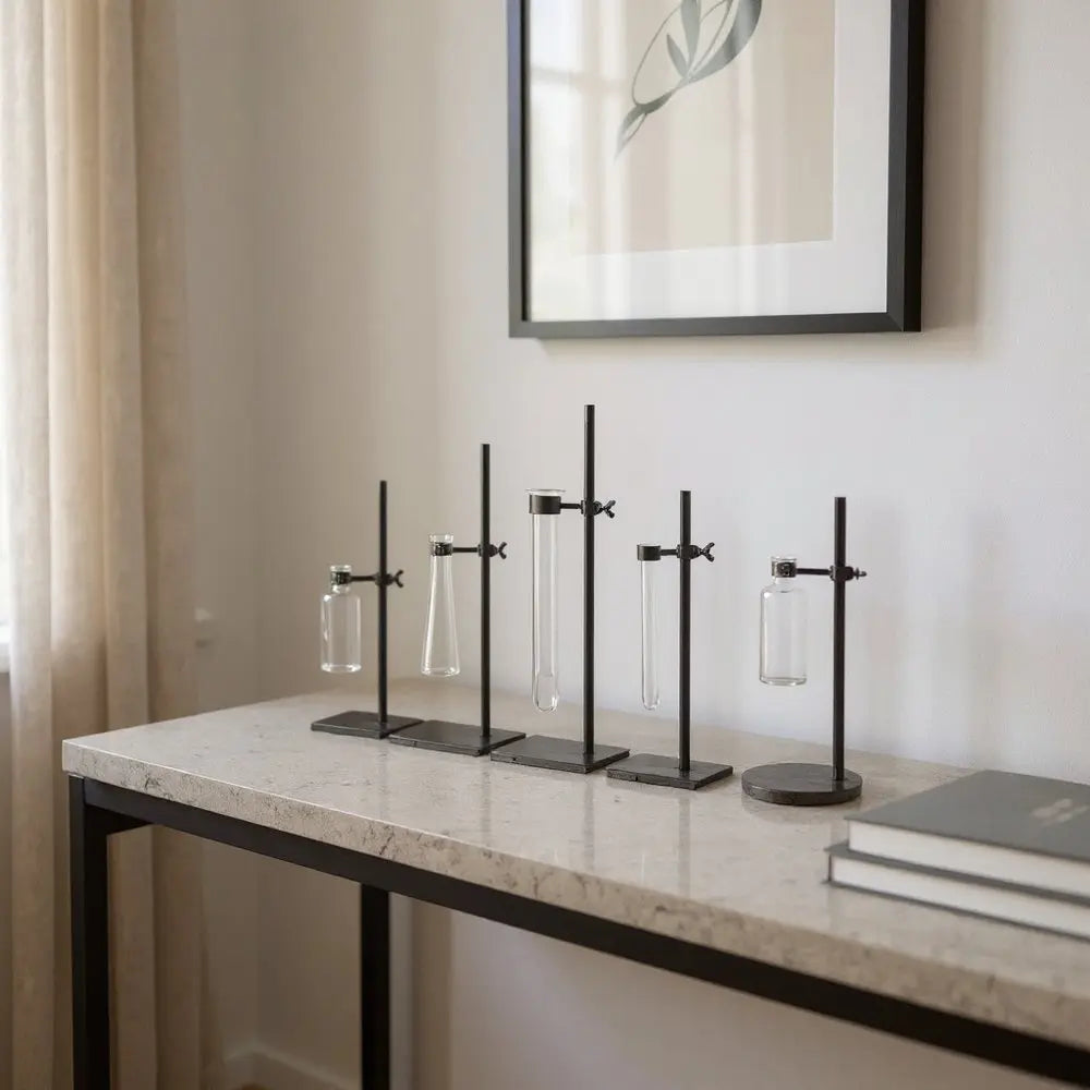 Set of Two Dark Brown Abstract Metal Cylinder Table Vases HomeRoots