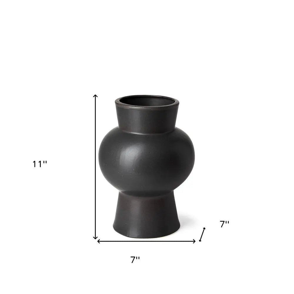 11" Black Abstract Cylinder Ceramic Table Vase HomeRoots
