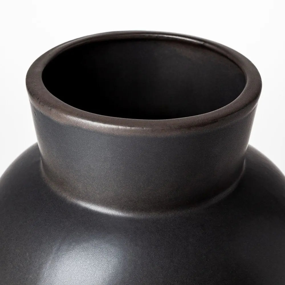 11" Black Abstract Cylinder Ceramic Table Vase HomeRoots