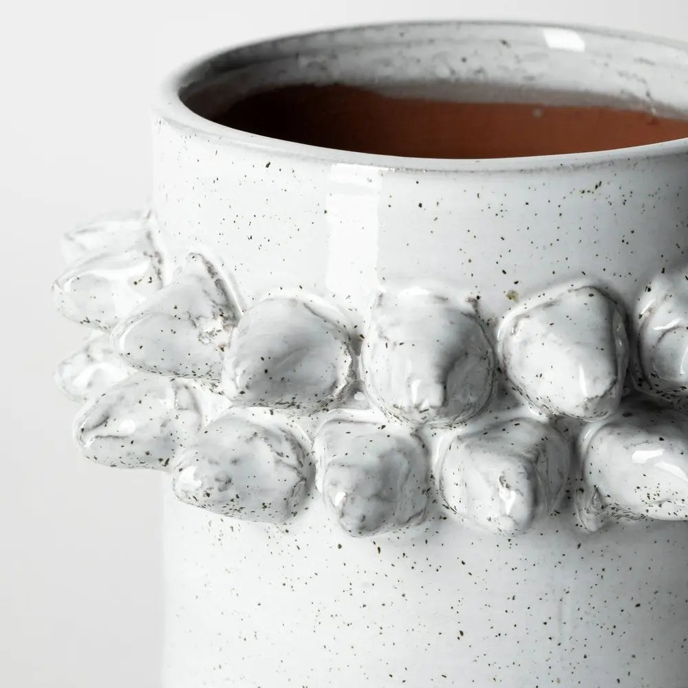 7" Gray Abstract Cylinder Spikey Ceramic Table Vase HomeRoots