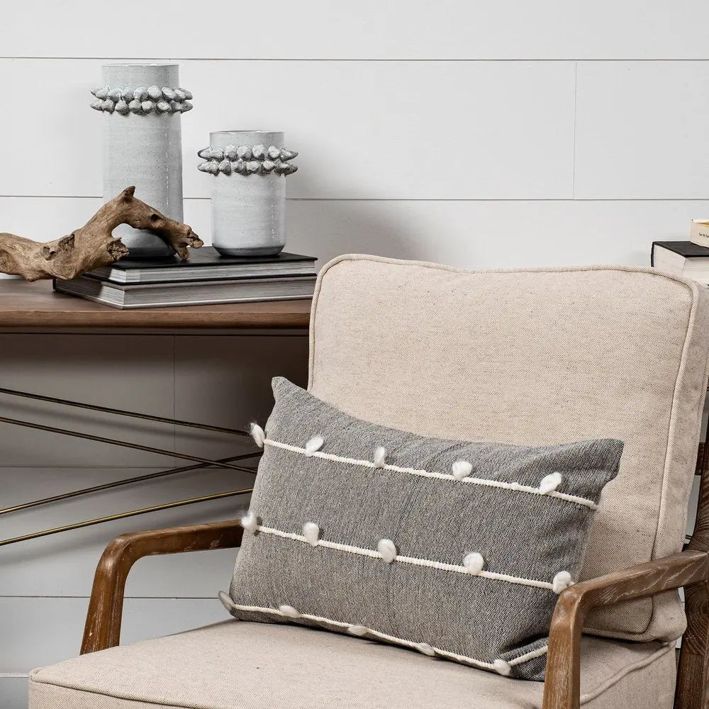 7" Gray Abstract Cylinder Spikey Ceramic Table Vase HomeRoots