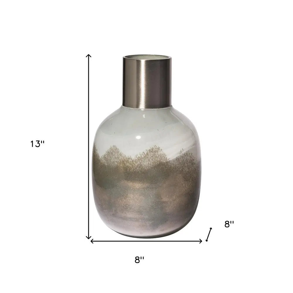 13" Bronze And White Ombre Glass Cylinder Table Vase HomeRoots