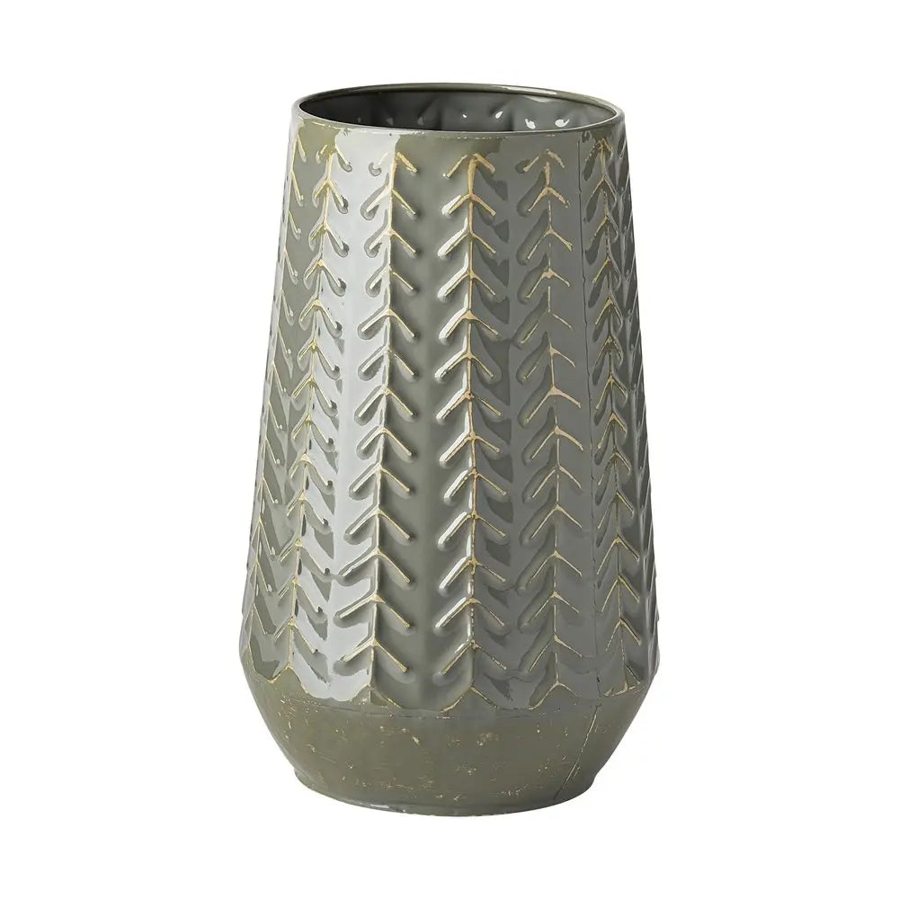 11" Green Abstract Cylinder Metal Table Vase HomeRoots