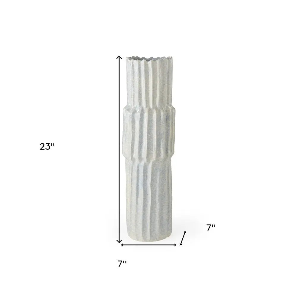 23" Gray Abstract Cylinder Ceramic Table Vase HomeRoots