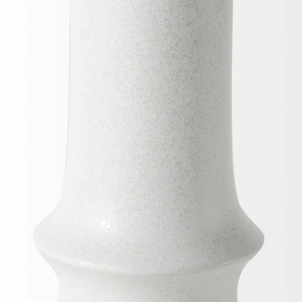 17" White Abstract Cylinder Ceramic Table Vase HomeRoots