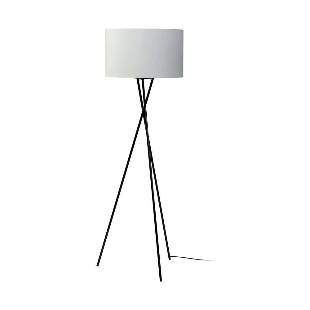 66" Black Tripod Floor Lamp With White Fabric Drum Shade HomeRoots