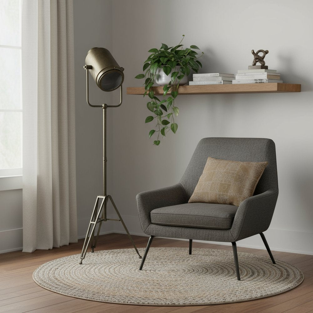 61" Antiqued Gold LED Movie Set Floor Lamp With Gold Metal Shade