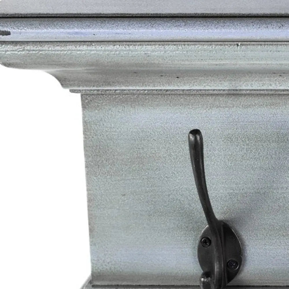 28" Black And Blue Solid Wood Four Hook Wall Mount Coat Rack HomeRoots