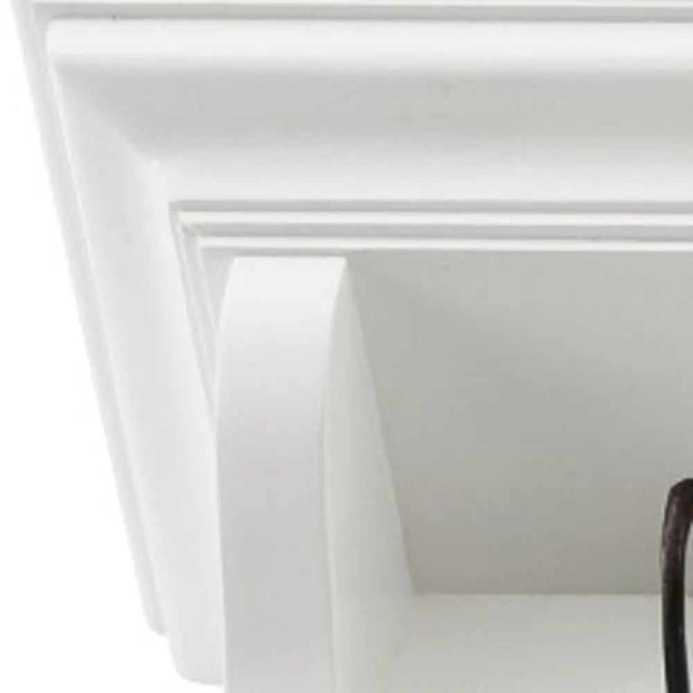 Classic White Wood Wide Eight Hook Coat Rack HomeRoots