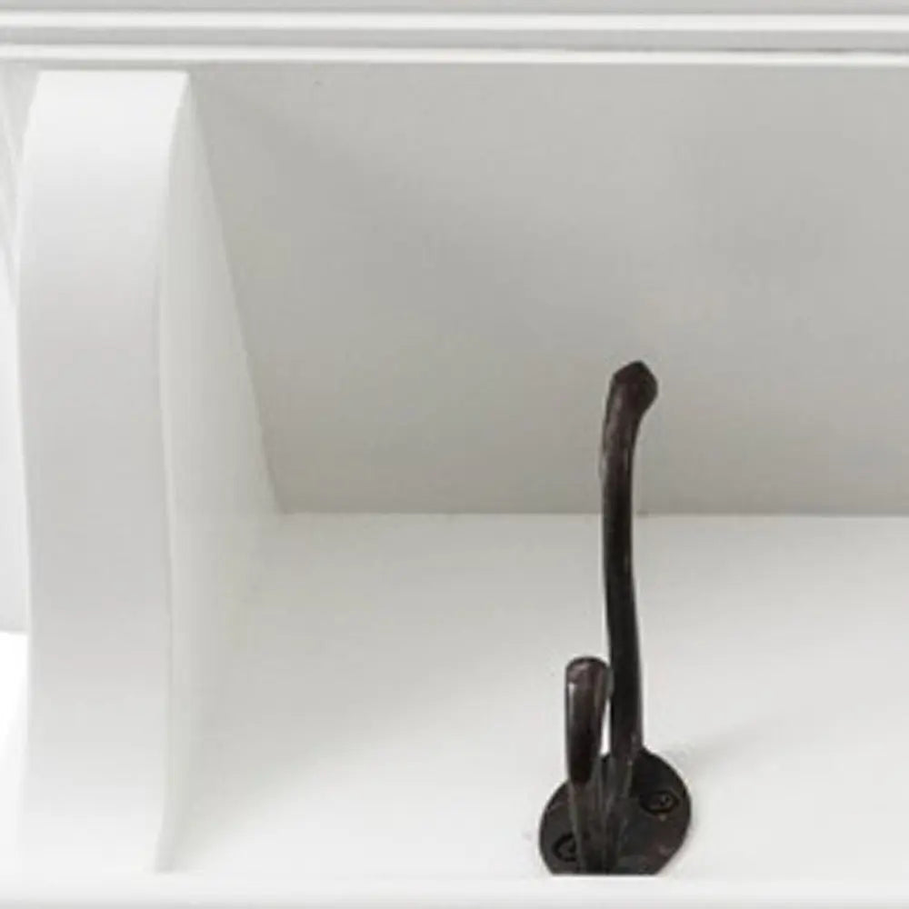 Classic White Wood Wide Eight Hook Coat Rack HomeRoots