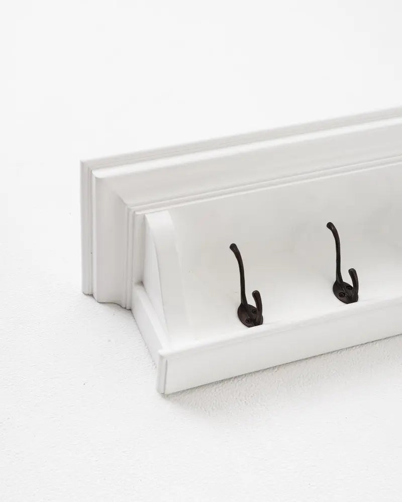 Classic White Wood Wide Eight Hook Coat Rack HomeRoots