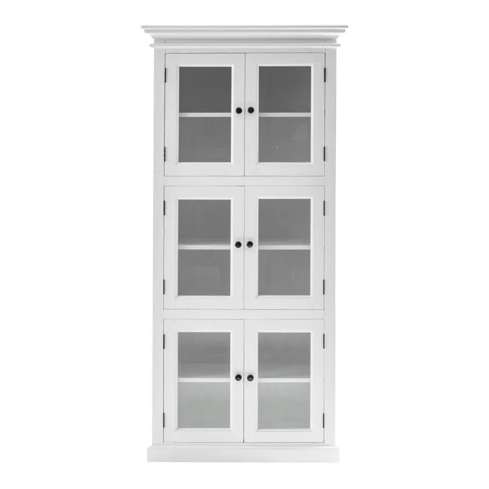 35" White Solid Wood Frame Standard Accent Cabinet With Six Shelves HomeRoots