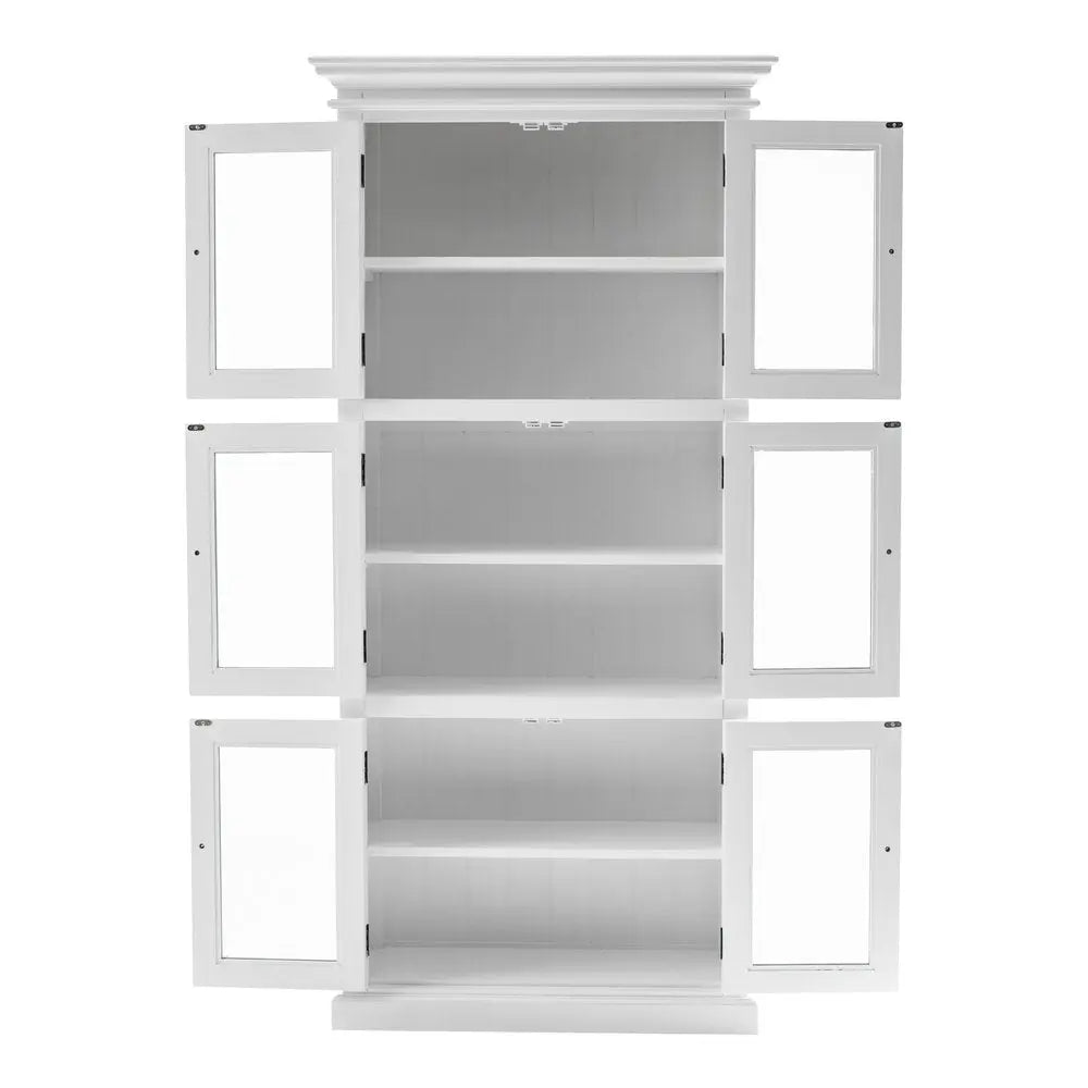 35" White Solid Wood Frame Standard Accent Cabinet With Six Shelves HomeRoots