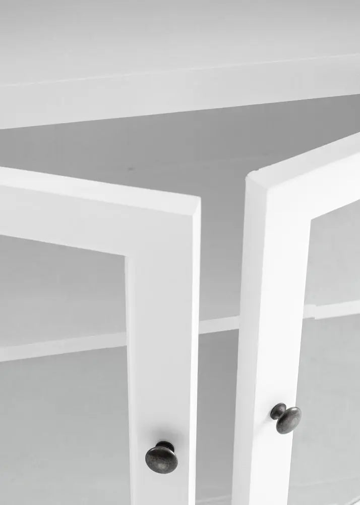 35" White Solid Wood Frame Standard Accent Cabinet With Six Shelves HomeRoots