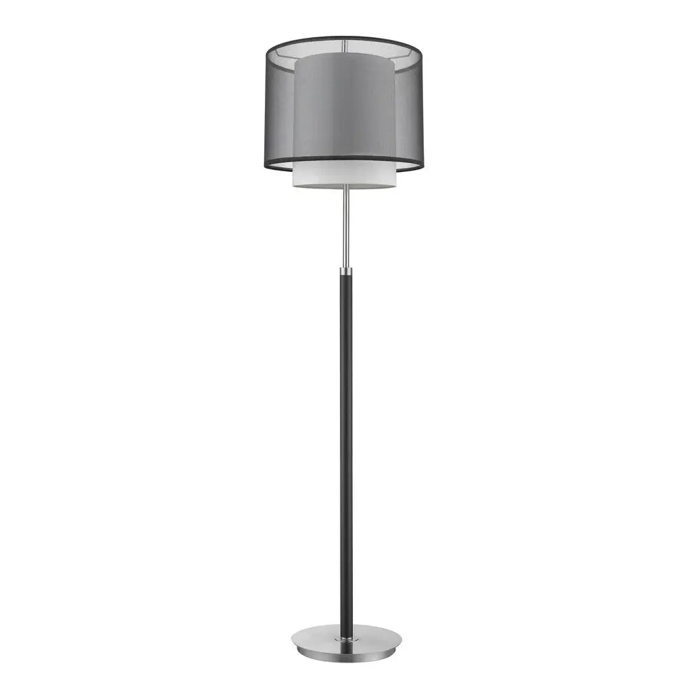 62" Floor Lamp With Black And White Fabric Drum Shade HomeRoots