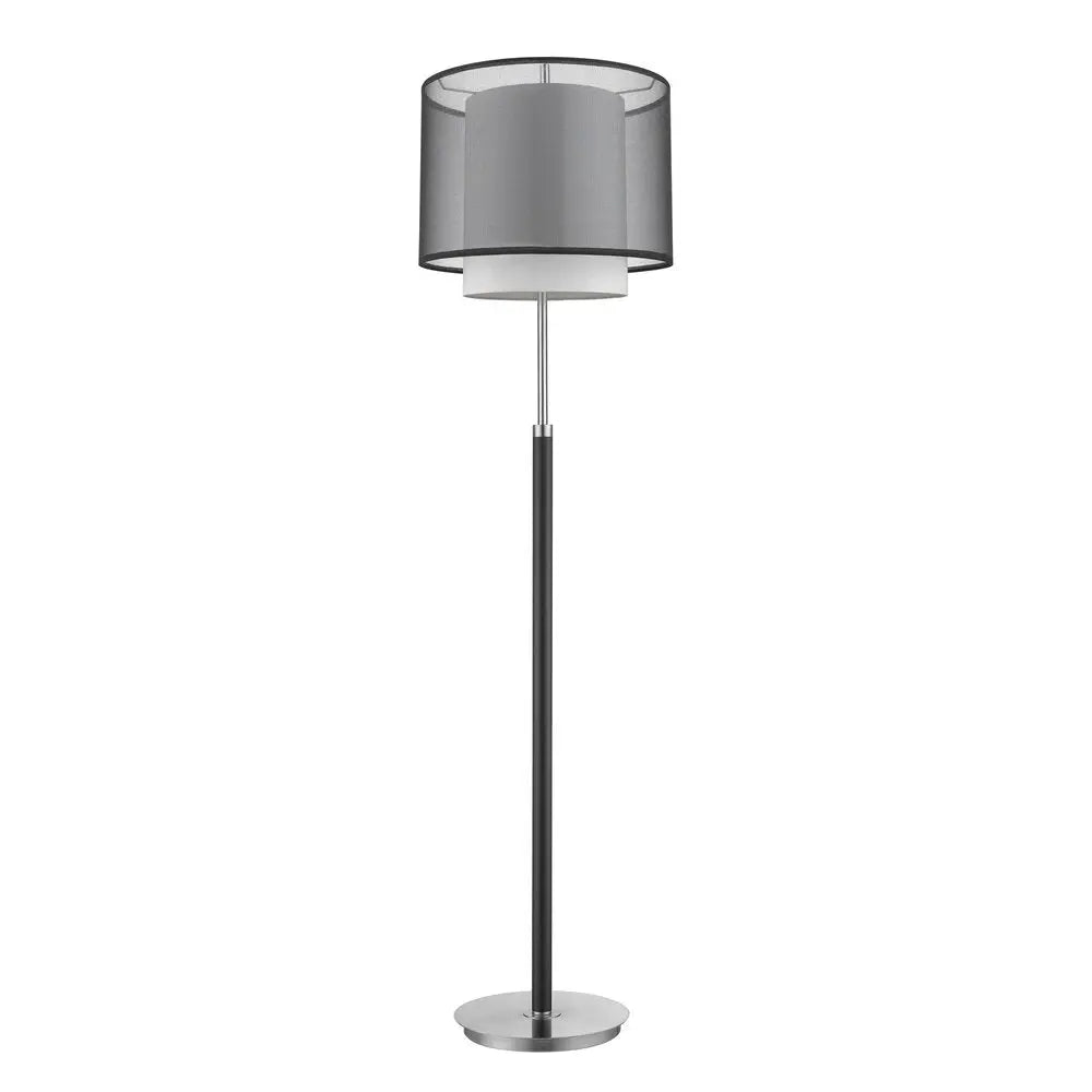 62" Floor Lamp With Black And White Fabric Drum Shade HomeRoots