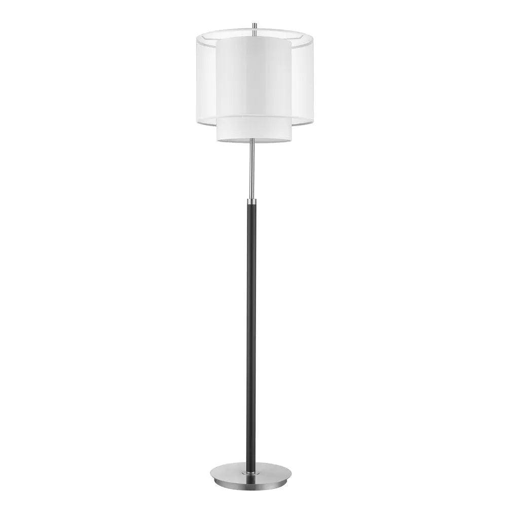 62" Floor Lamp With White Fabric Drum Shade HomeRoots