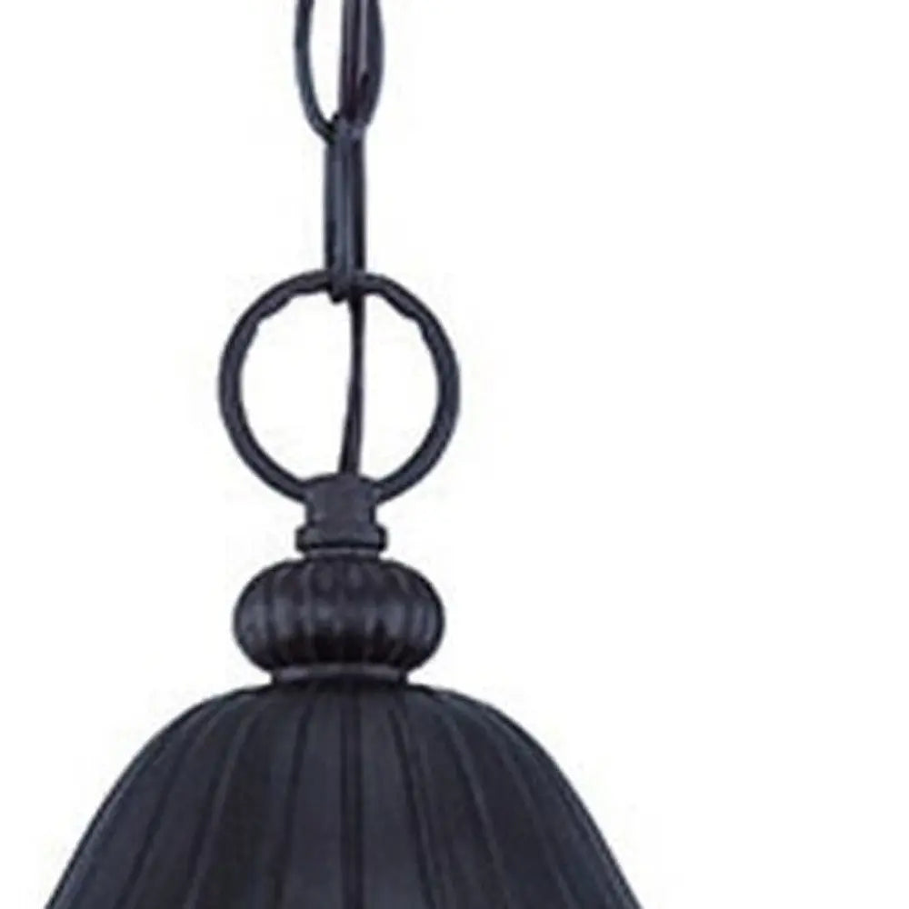 Three Light Matte Black Leaf Detail Hanging Light HomeRoots