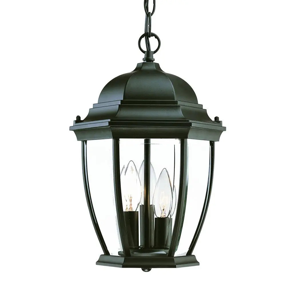 Three Light Matte Black Wide Lantern Hanging Light HomeRoots