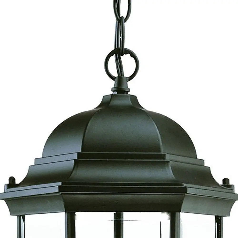 Three Light Matte Black Wide Lantern Hanging Light HomeRoots
