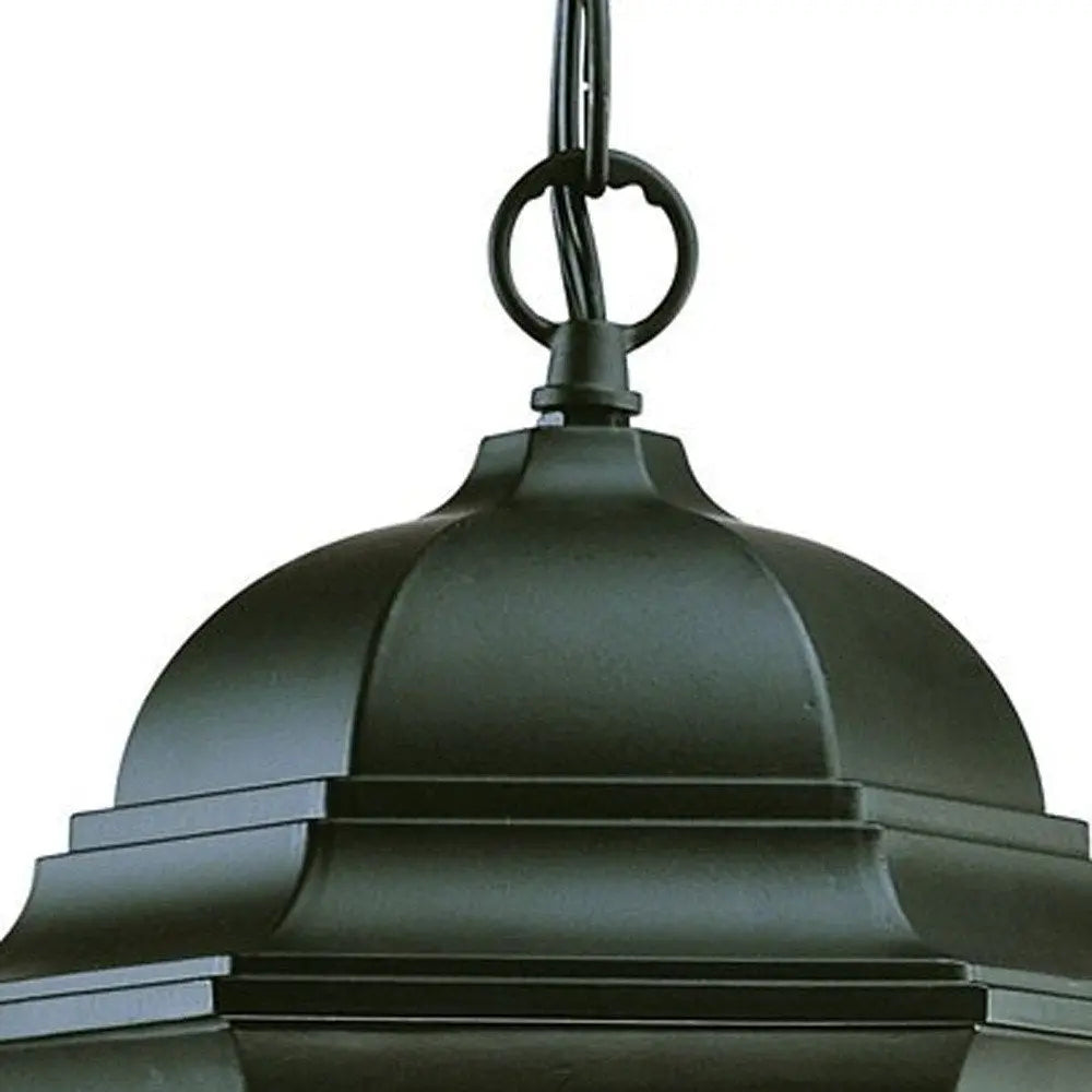 Three Light Matte Black Wide Lantern Hanging Light HomeRoots