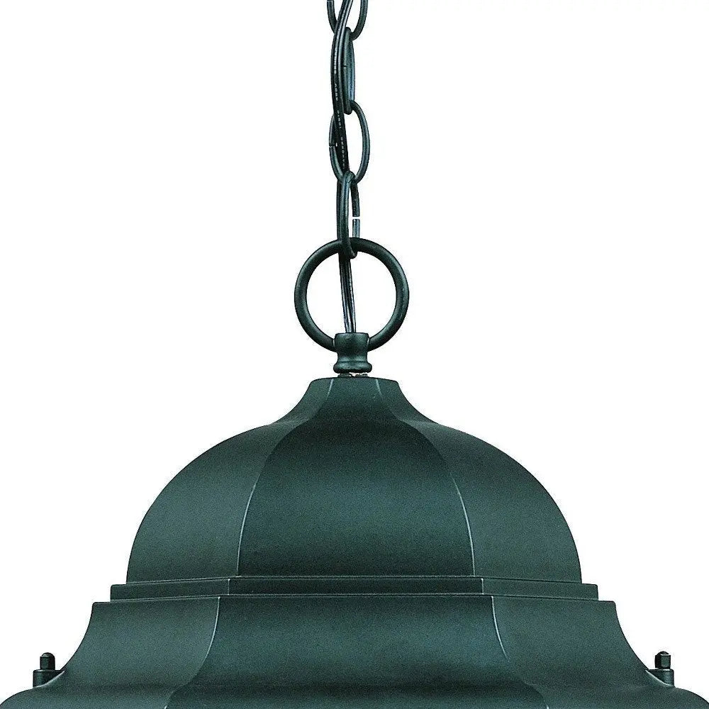Three Light Matte Black Domed Glass Lantern Hanging Light HomeRoots