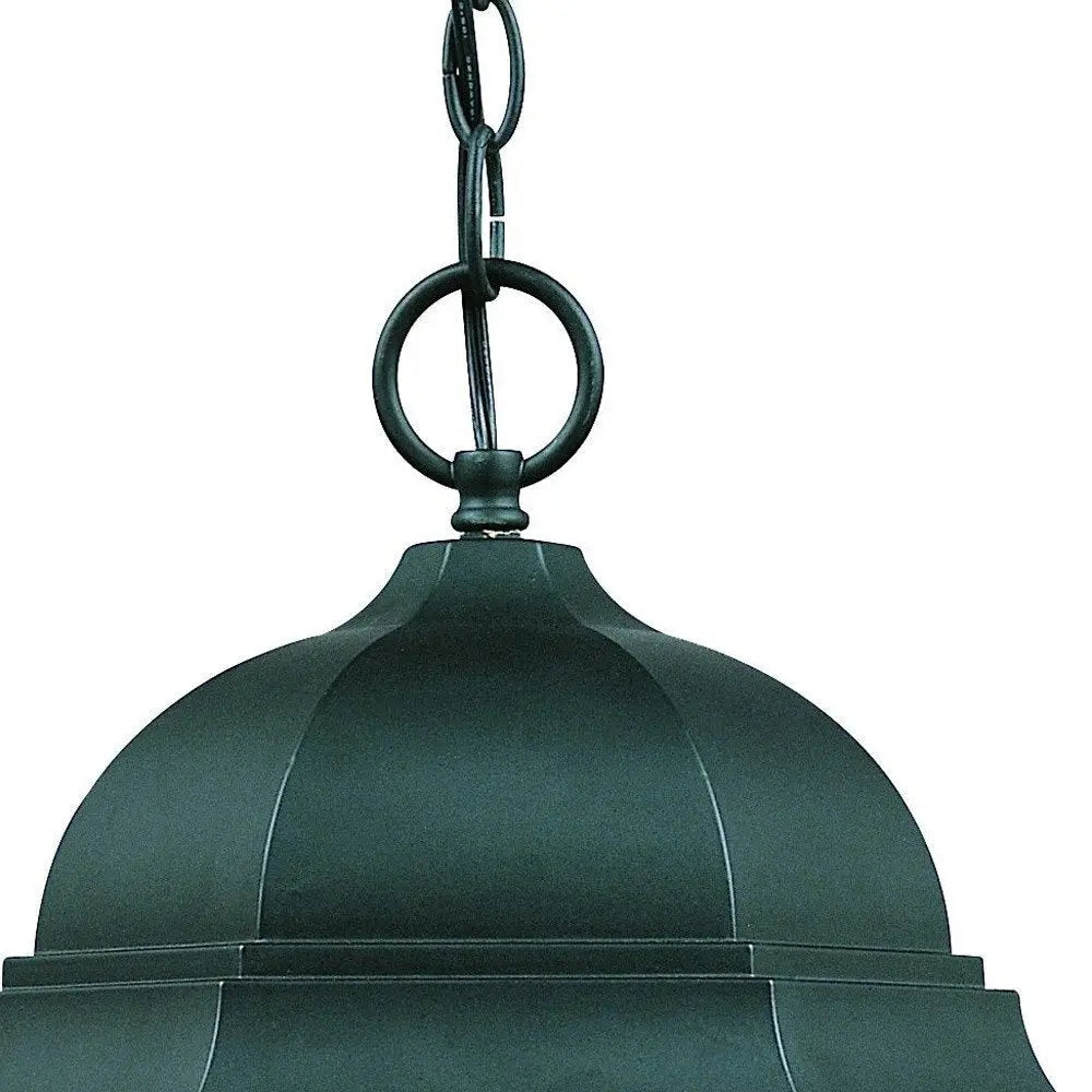 Three Light Matte Black Domed Glass Lantern Hanging Light HomeRoots