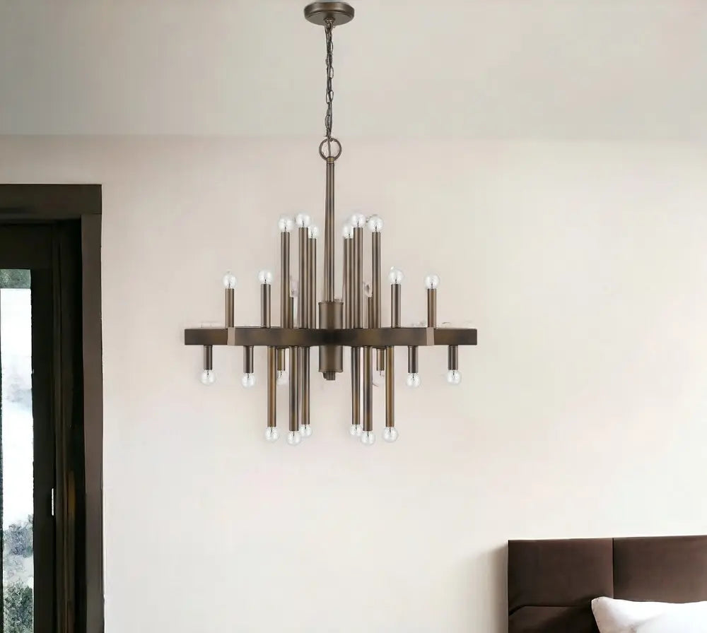 Brown Candle Style Multi Light Metal Dimmable Chandelier HomeRoots