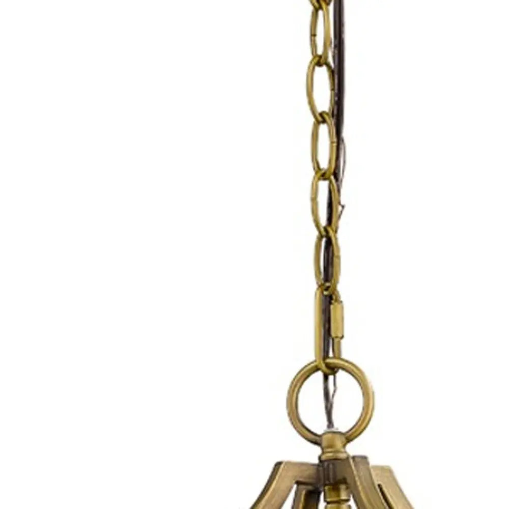 Brass Candle Style Four Light Metal and Crystals Dimmable Chandelier HomeRoots
