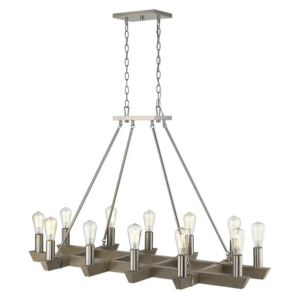 Silver Kitchen Island Twelve Light Metal Dimmable Chandelier HomeRoots