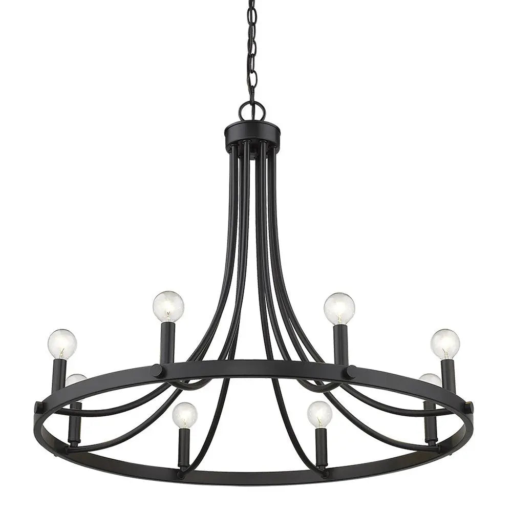 Black Candle Style Eight Light Metal Dimmable Chandelier HomeRoots