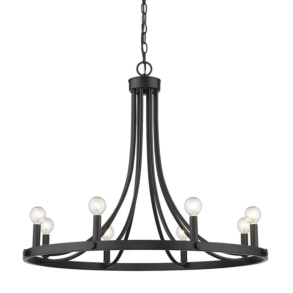 Black Candle Style Eight Light Metal Dimmable Chandelier HomeRoots