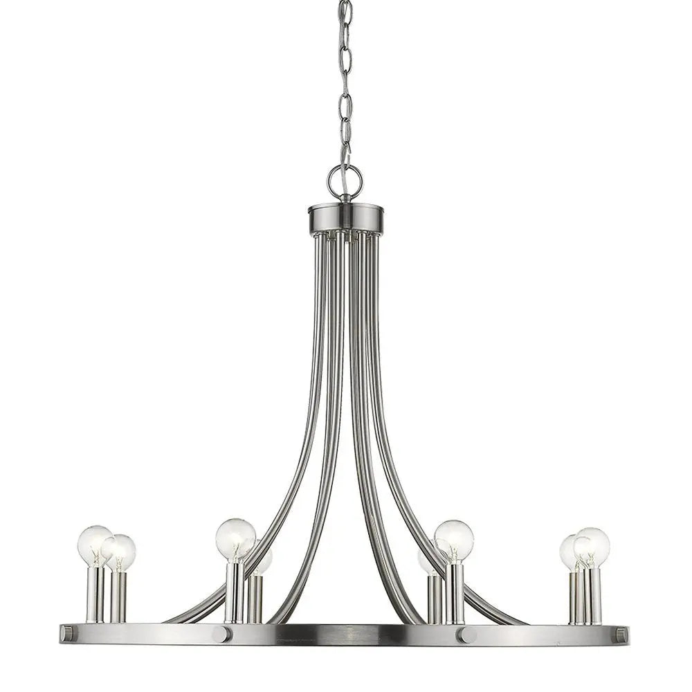 Silver Candle Style Eight Light Metal Dimmable Chandelier HomeRoots
