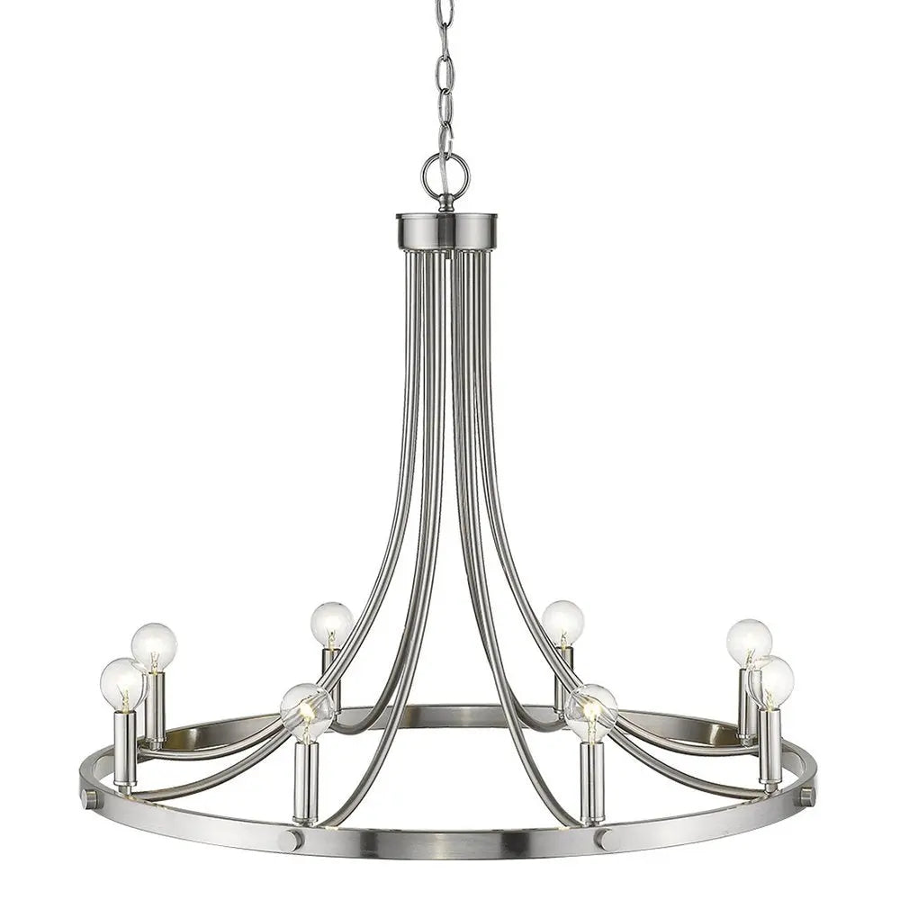 Silver Candle Style Eight Light Metal Dimmable Chandelier HomeRoots