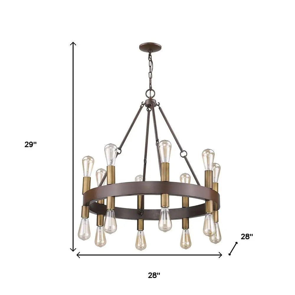 Brown and Black Candle Style Multi Light Metal Dimmable Chandelier HomeRoots