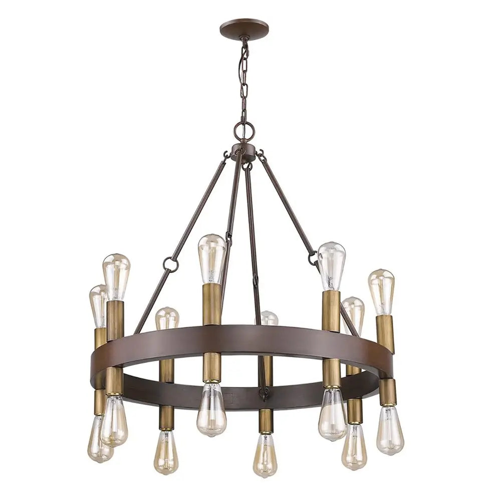Brown and Black Candle Style Multi Light Metal Dimmable Chandelier HomeRoots