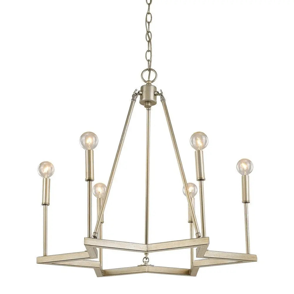 Gold Candle Style Six Light Metal Dimmable Chandelier HomeRoots