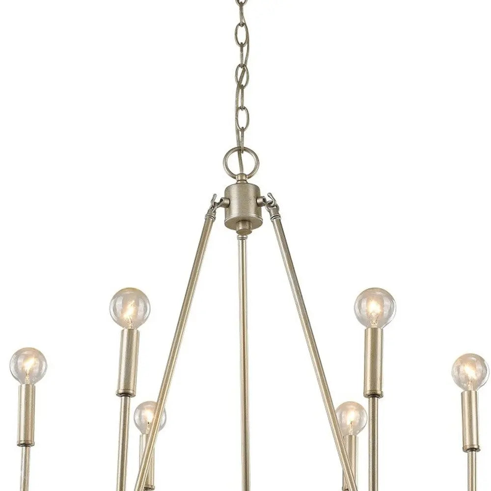 Gold Candle Style Six Light Metal Dimmable Chandelier HomeRoots