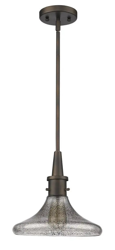 Antique Bronze Hanging Light with Pebbled Glass Shade HomeRoots